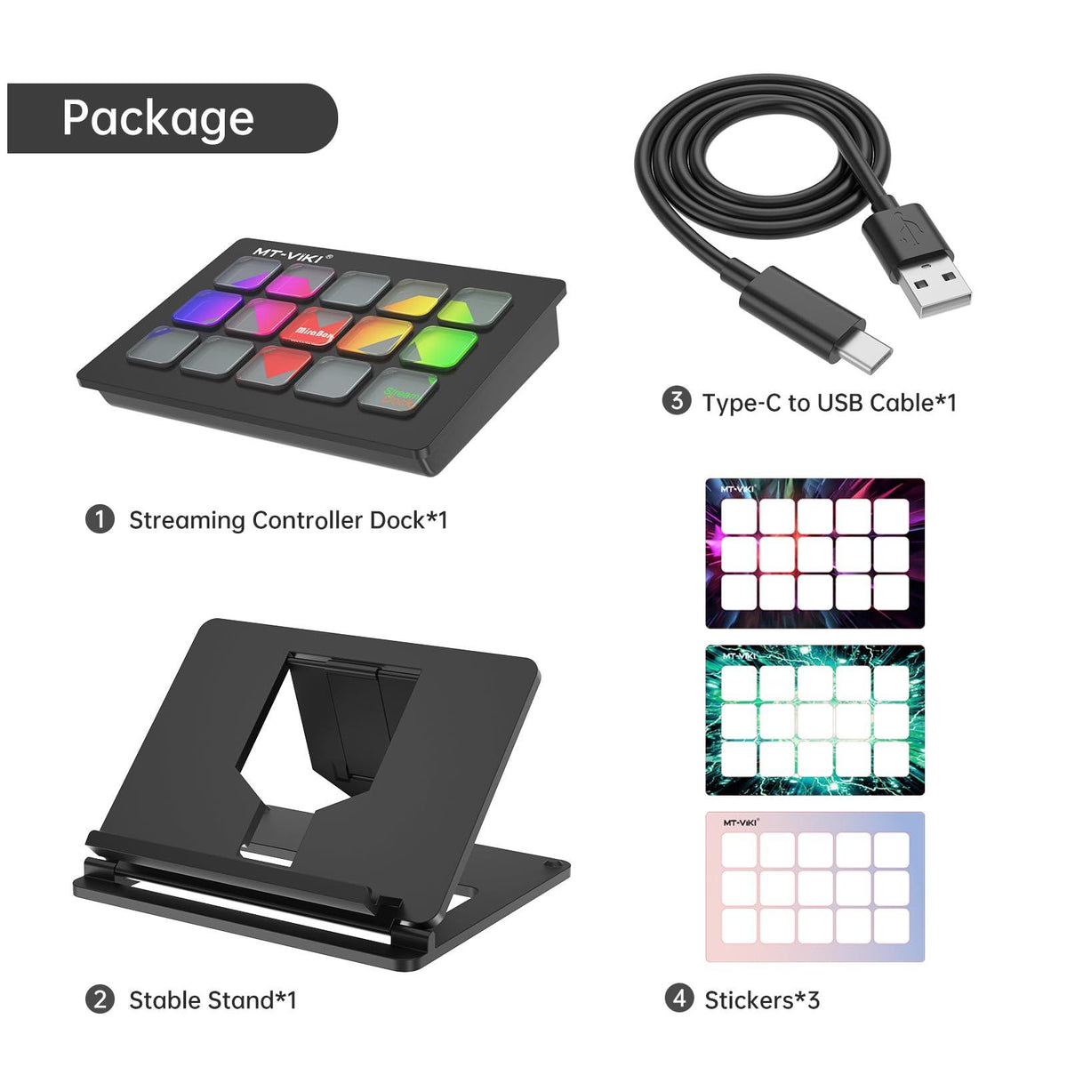 MT-VIKI Stream Controller Deck with 15 Macro Keys