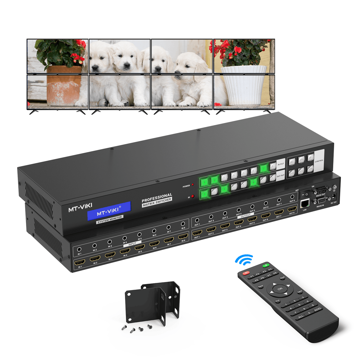 4K 30Hz HDMI Matrix Switcher 8x8, Seamless with Web GUI