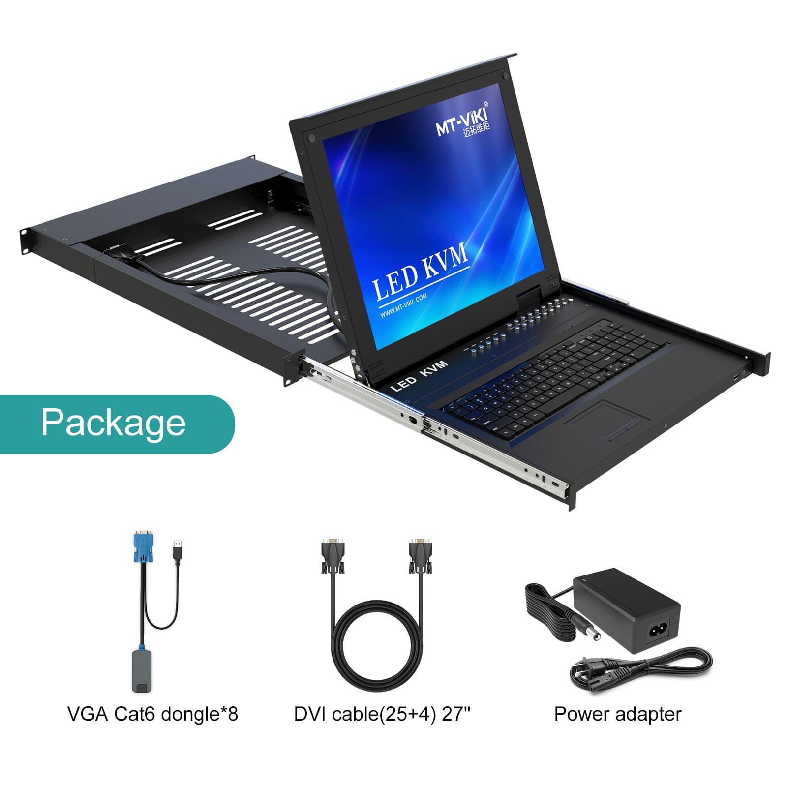 8-Port 17-inch LED CAT5 Digital KVM Switch 1280x1024 with IP Remote Control Function（1708MS-IP） - MT-VIKI