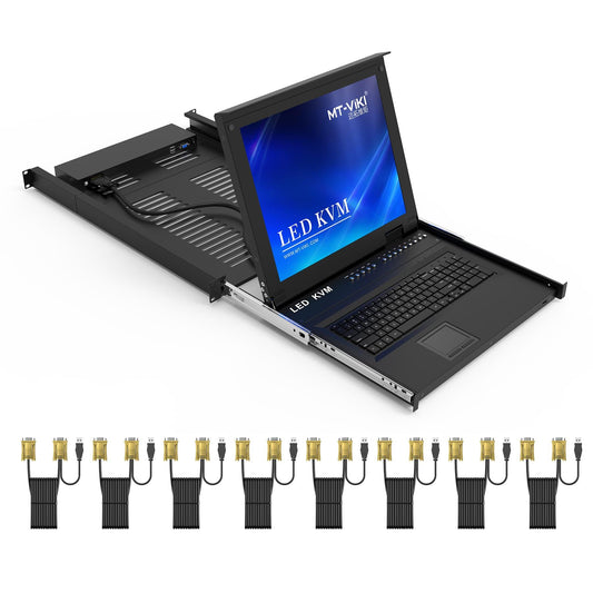 8 Port 17" LCD KVM Console Switch Drawer VGA + Cables For 1U Rack（1708UL） - MT-VIKI