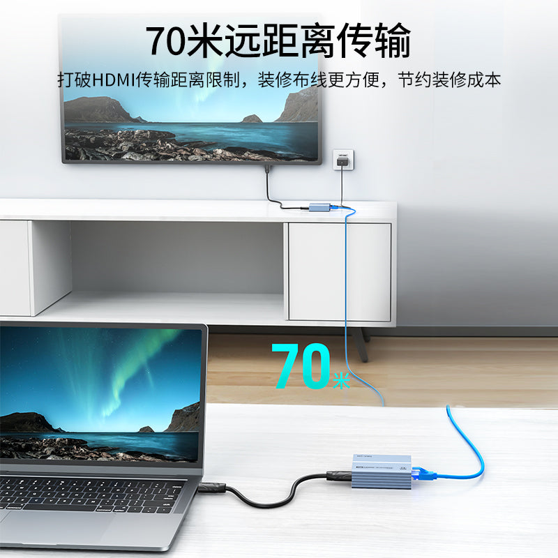 HDMI Over Ethernet Extender – 150m Ultra-Long Distance with POC Power