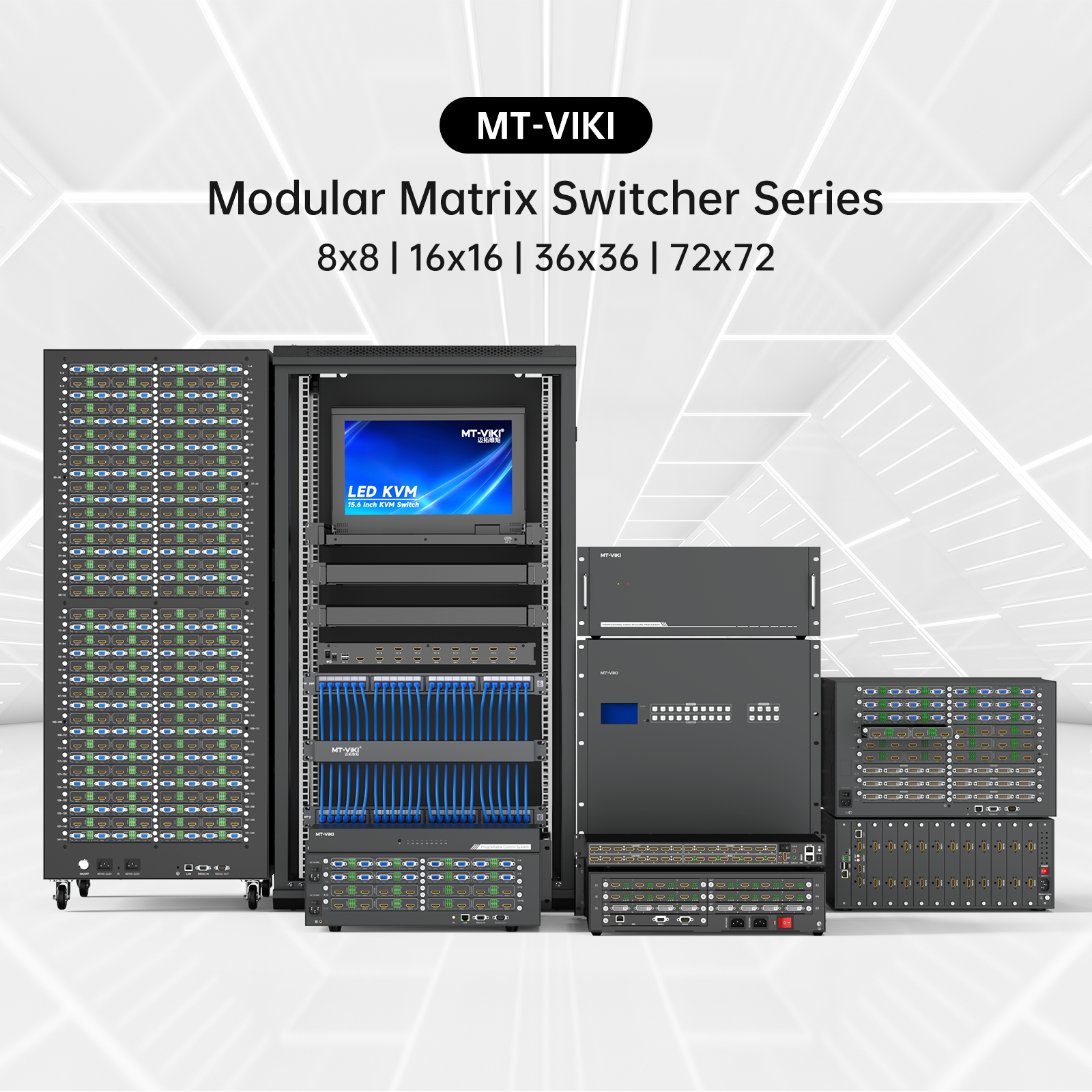 4K@60Hz Modular Matrix Switch 16x16 Seamless w/ Splicing, Slot-in/Cust ...