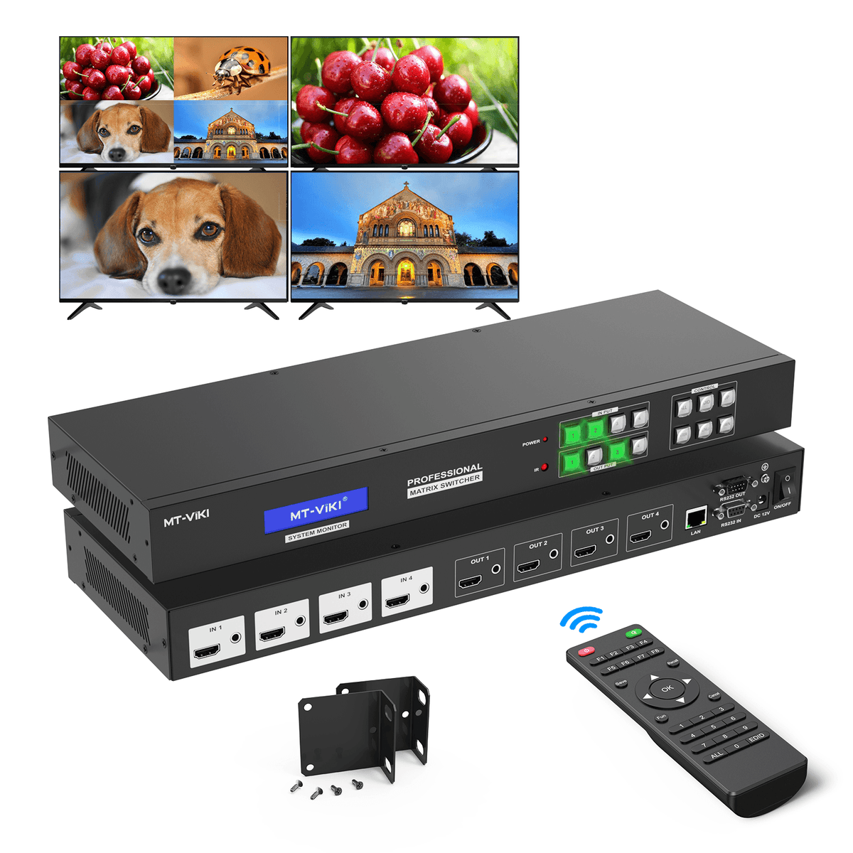 Matrix Switch Gui Seamless 4K@30Hz HDMI Matrix Switcher 4x4,4 in 4 out support Web GUI ...