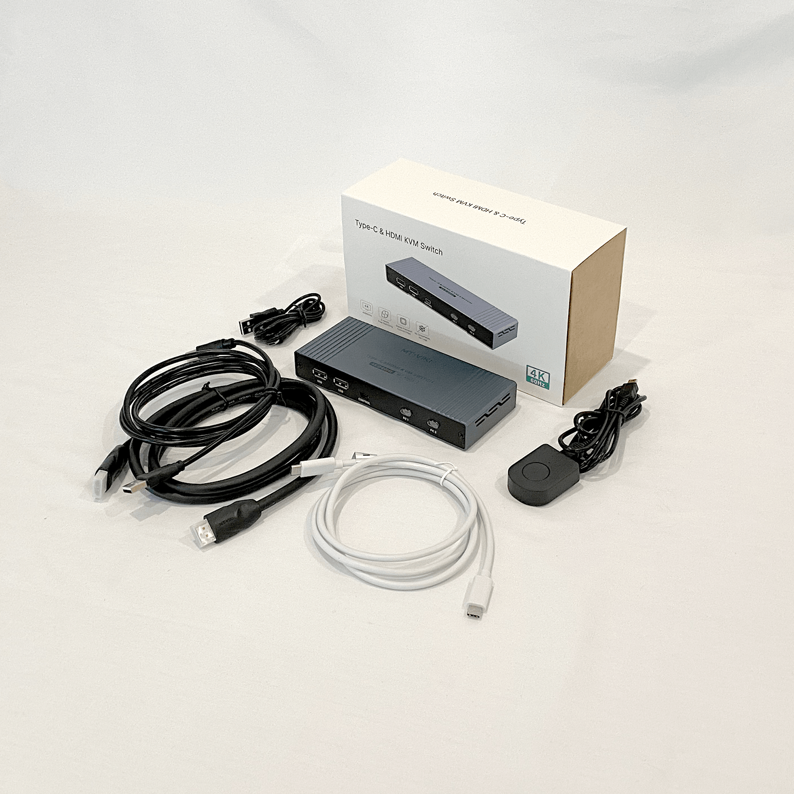 4K Hybrid Type USB C HDMI KVM Switch 2 Port, 4K@60Hz for Apple MacBook & Desktop PC（KHC2） - MT-VIKI