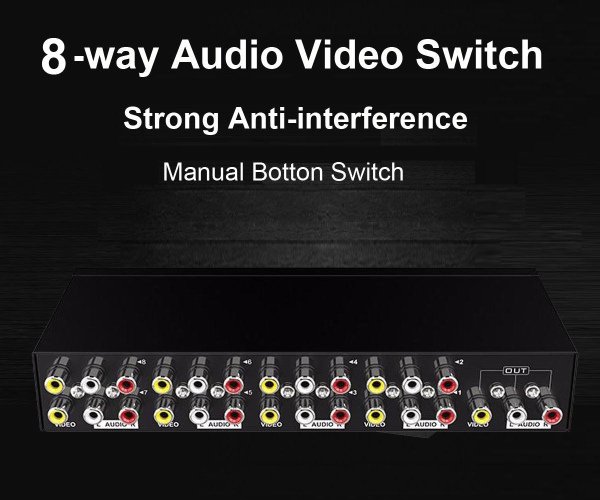 8 Way AV RCA Switch, 8 in 1 Out Composite Video L/R Audio Switcher Sel ...