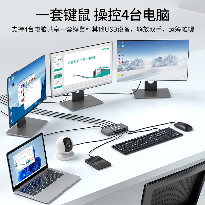 USB 2.0共有スイッチ – 4台のPCで4つのUSBデバイスを簡単に共有