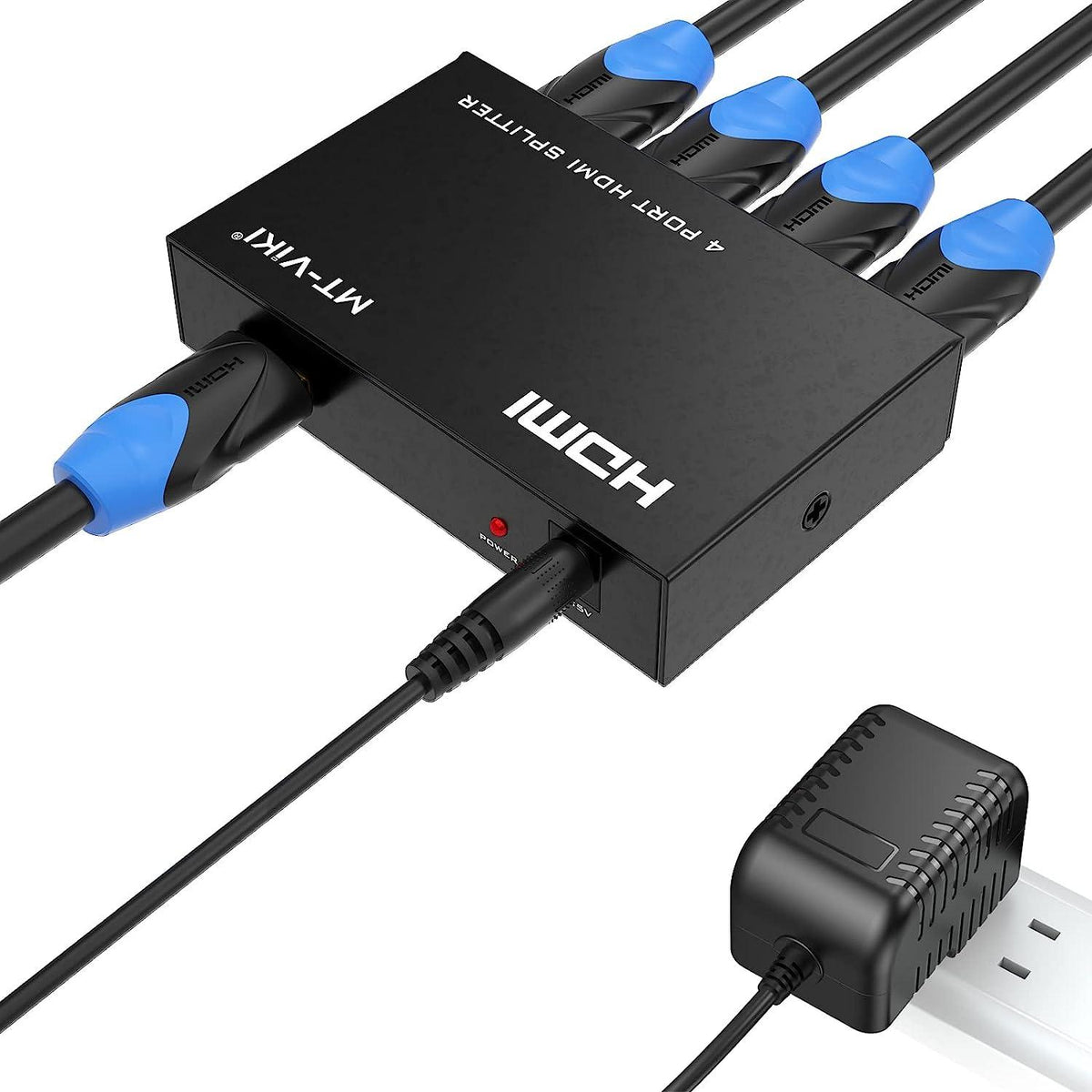 4Kx2K@30Hz HDMI Splitter 1x4, Power HDMI Splitter 4 Ports w/AC Adapter ...