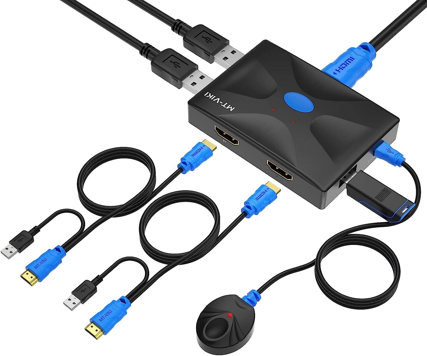 2 Port KVM Switch HDMI 4K@30Hz + Cables（HK02） - MT-VIKI