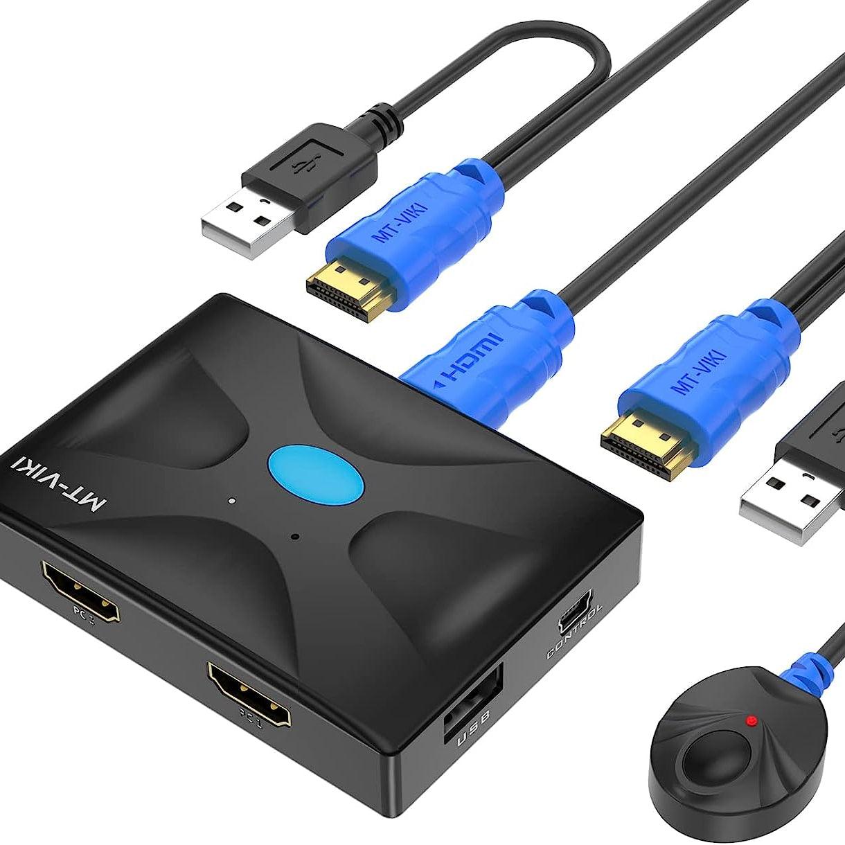 2 Port KVM Switch HDMI 4K@30Hz + Cables（HK02） - MT-VIKI