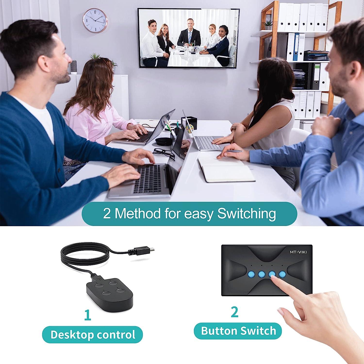 4 Port KVM Switch HDMI 4K@30Hz + Cables（HK04） - MT-VIKI