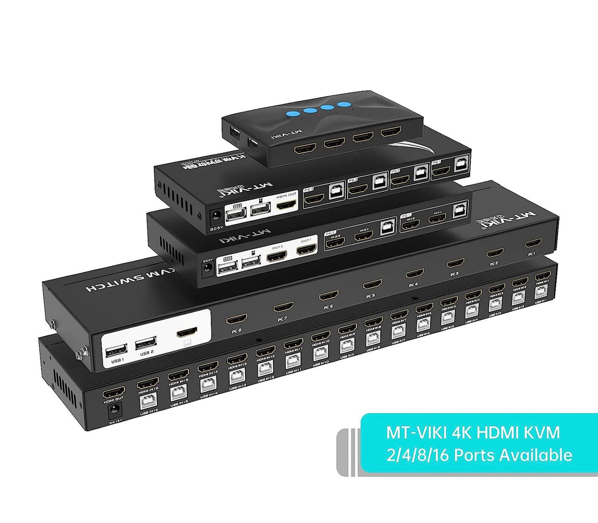 4K KVM Switch 16 Port USB HDMI 4K@30Hz , 1U Rack Mount KVM Console w/1 ...