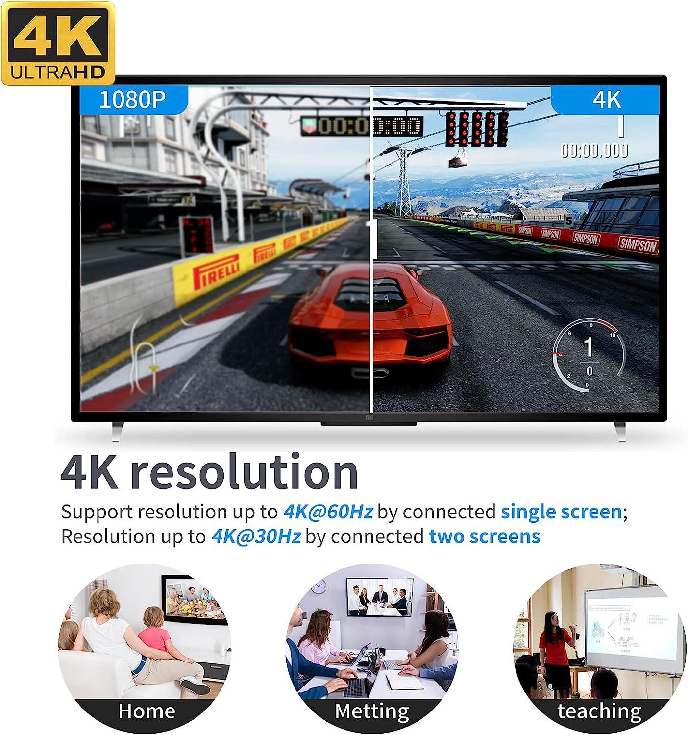4K @60hz USB C to Dual HDMI Adapter Splitter + PD Charger for MacBook Pro Air 2020/2019/2018（UC23） - MT-VIKI