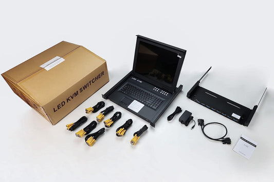 8 Port 17" LCD KVM Console Switch Drawer VGA + Cables For 1U Rack（1708UL） - MT-VIKI